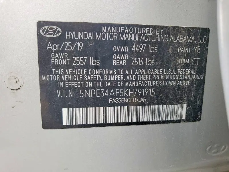 2019 HYUNDAI SONATA SPORT  