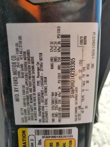 2019 FORD FUSION SE