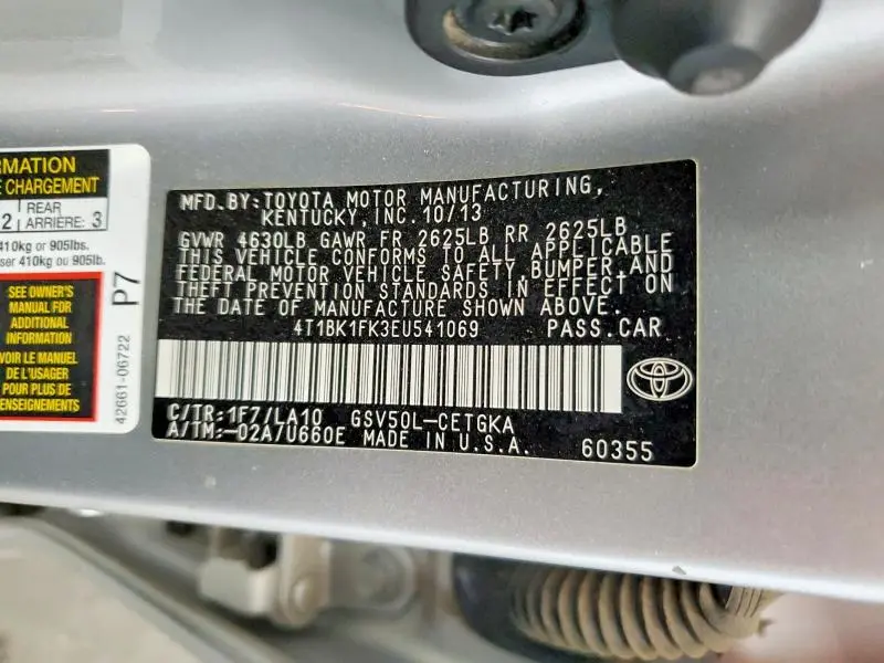 2014 TOYOTA CAMRY XLE V6  