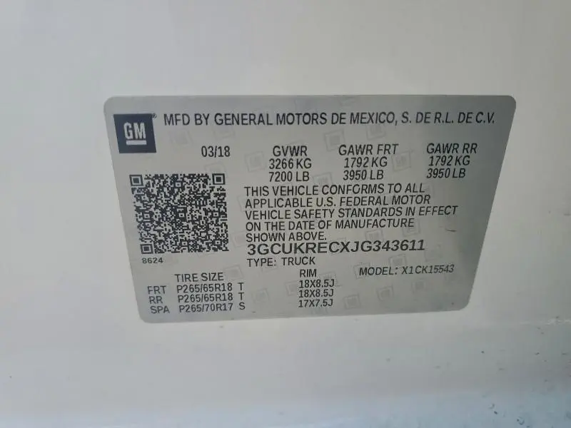 2018 CHEVROLET SILVERADO K1500 LT  