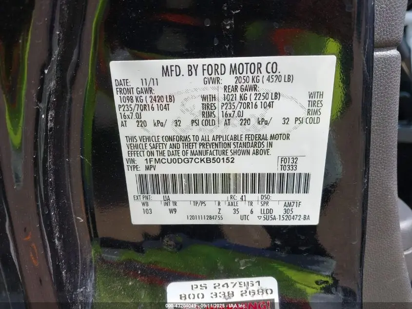 2012 FORD ESCAPE XLT