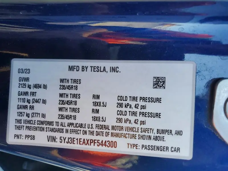 2023 TESLA MODEL 3   