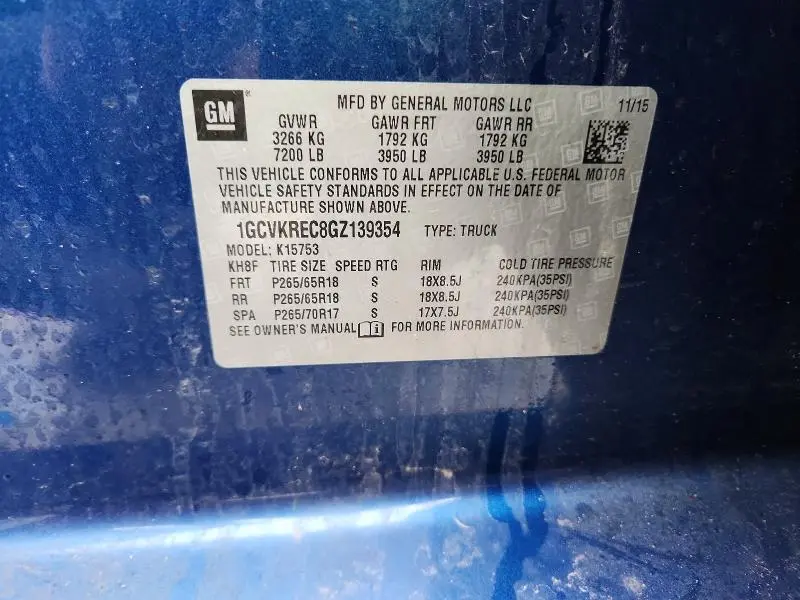 2016 CHEVROLET SILVERADO K1500 LT  