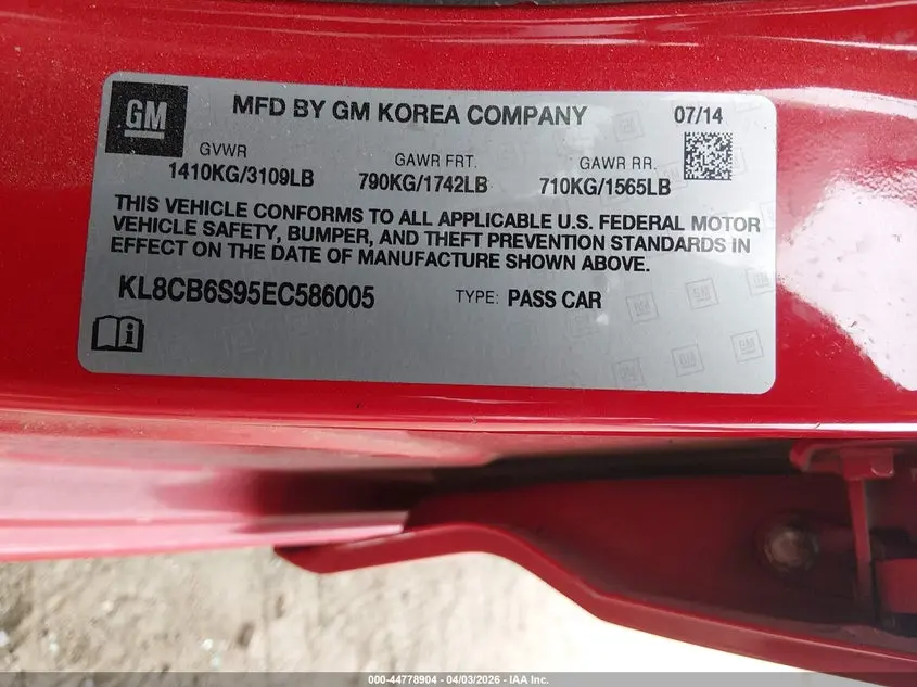 2014 CHEVROLET SPARK LS AUTO