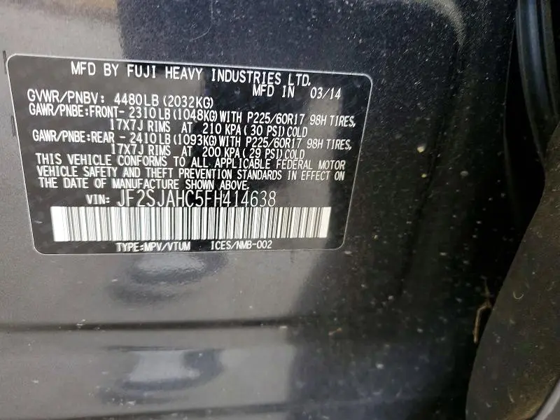 2015 SUBARU FORESTER 2.5I LIMITED  