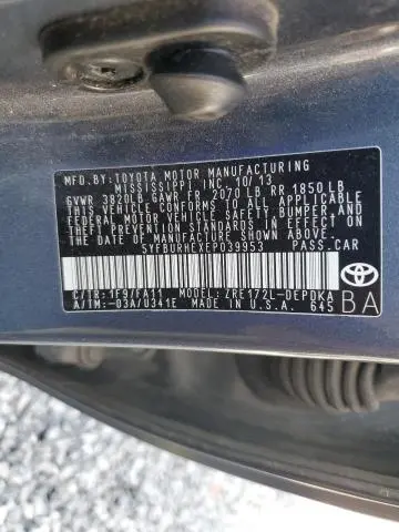 2014 TOYOTA COROLLA L  