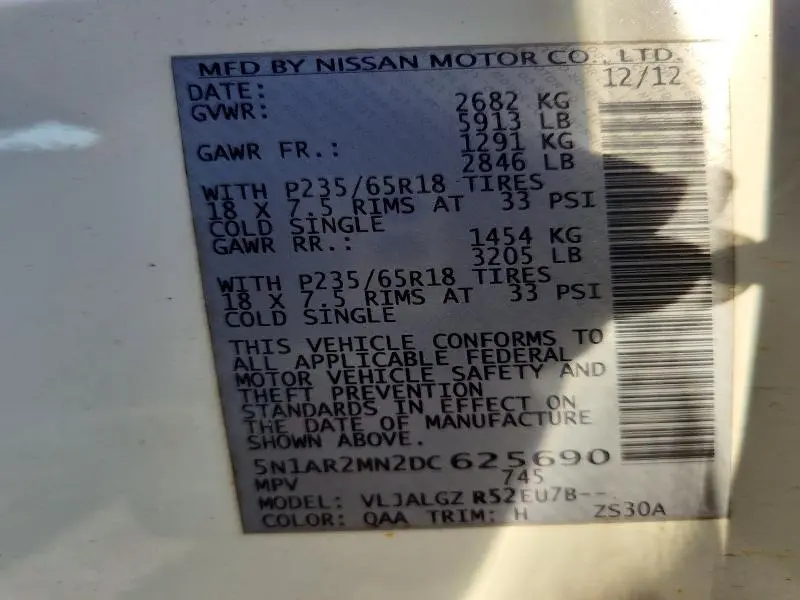 2013 NISSAN PATHFINDER S  