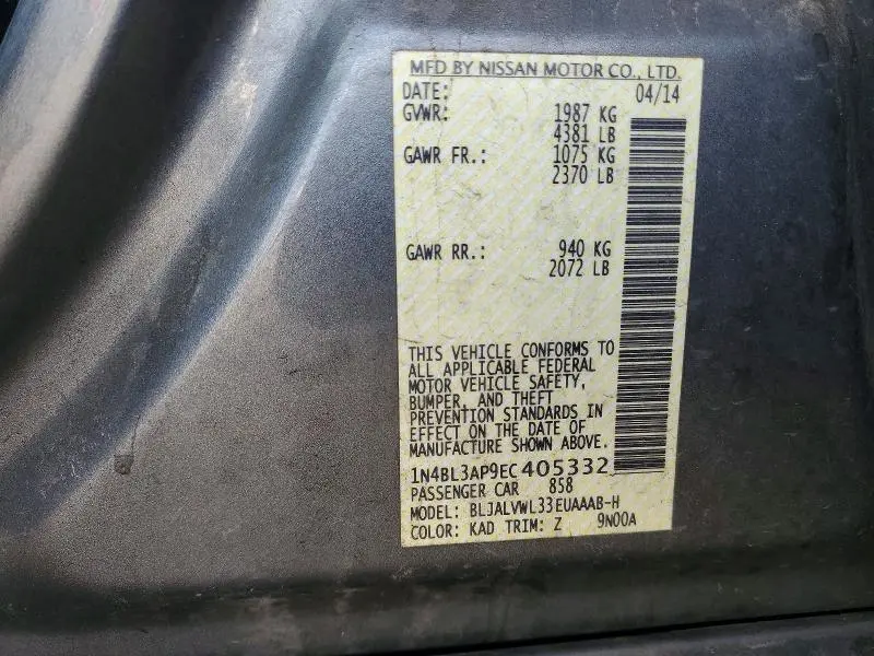 2014 NISSAN ALTIMA 3.5 SL  