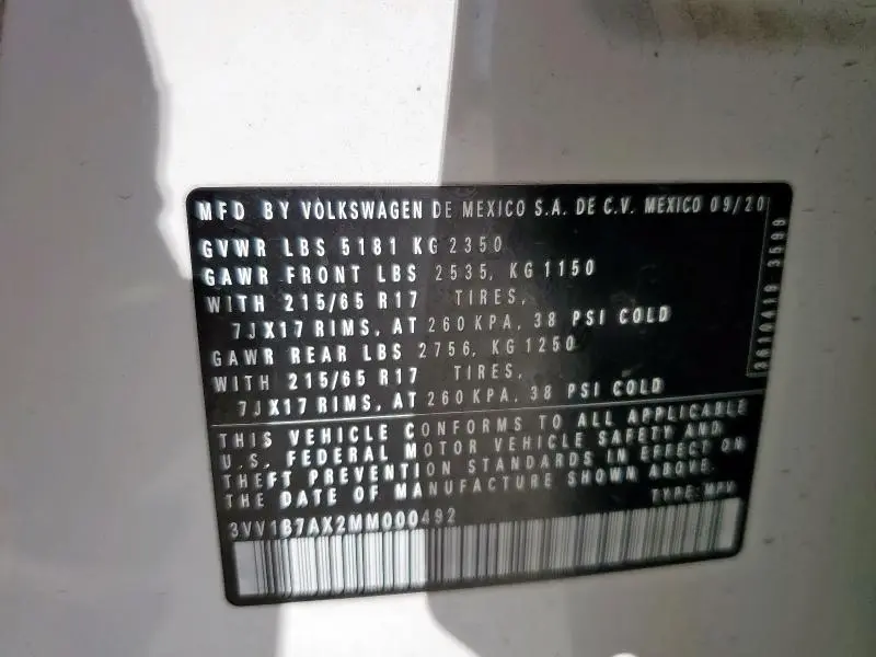 2021 VOLKSWAGEN TIGUAN S  