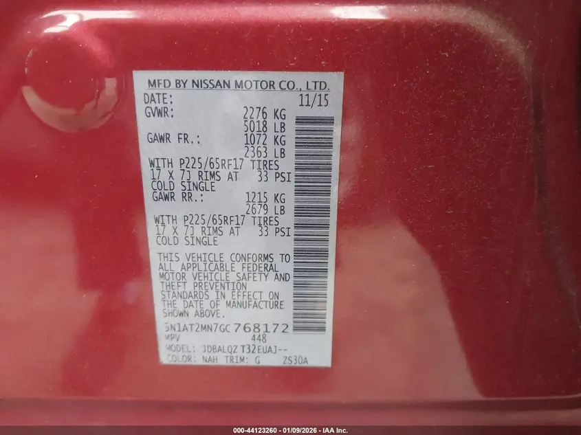 2016 NISSAN ROGUE SV