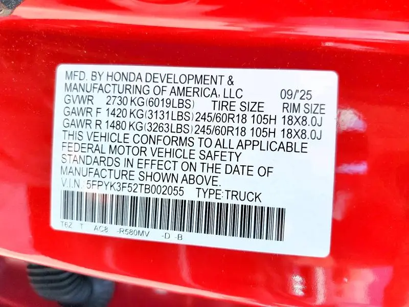 2026 HONDA RIDGELINE RTL  