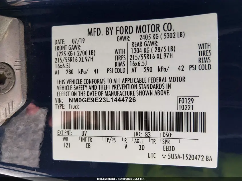 2020 FORD TRANSIT CONNECT XL PASSENGER