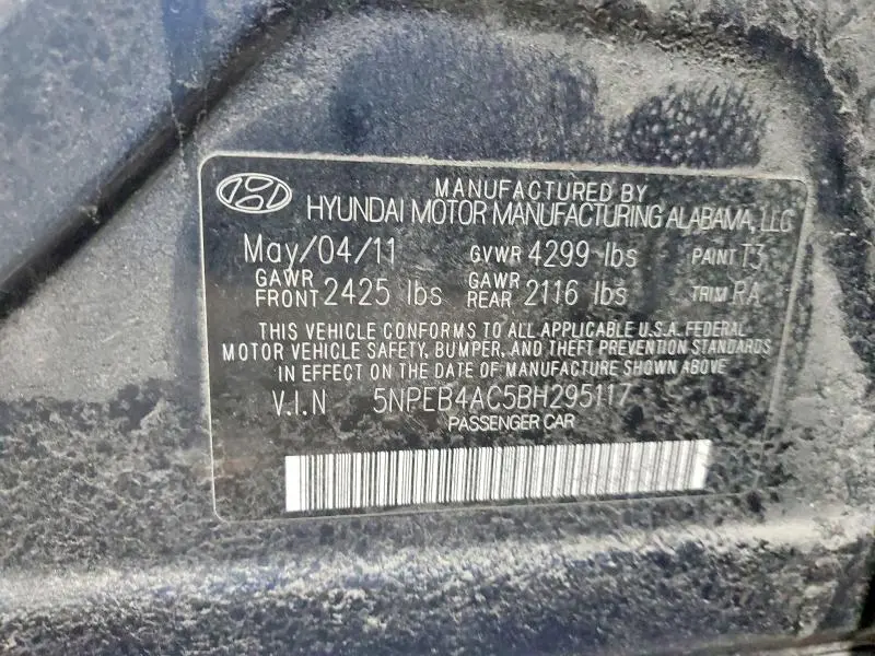 2011 HYUNDAI SONATA GLS  