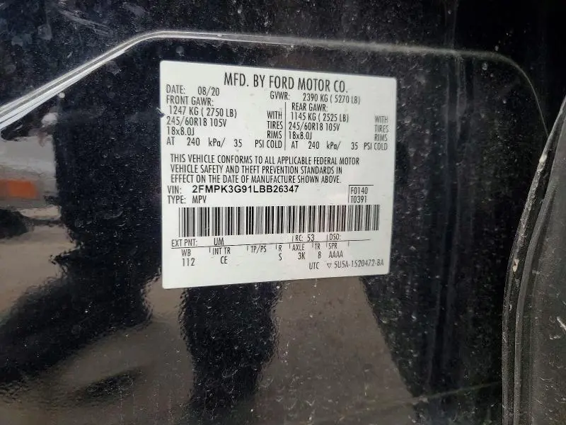 2020 FORD EDGE SE  