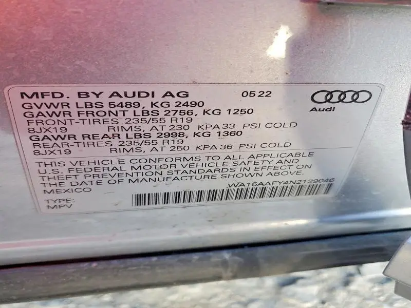 2022 AUDI Q5 SPORTBACK PRM PLS 45  