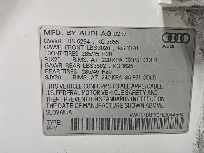 2017 AUDI Q7 PREMIUM PLUS  