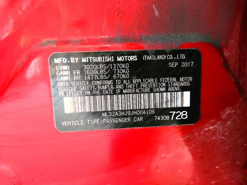 2018 MITSUBISHI MIRAGE ES  