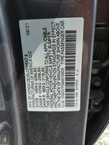 2021 HONDA ACCORD EXL  