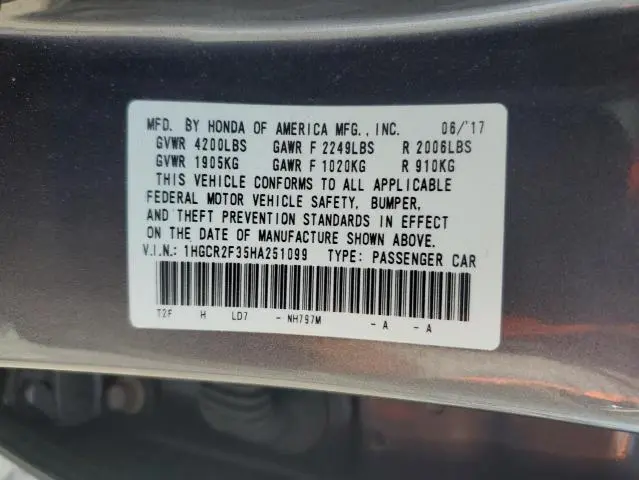 2017 HONDA ACCORD LX