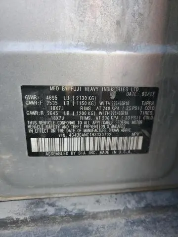 2017 SUBARU OUTBACK 2.5I LIMITED  