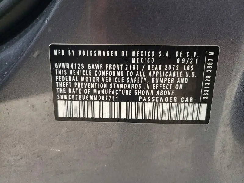 2021 VOLKSWAGEN JETTA S  