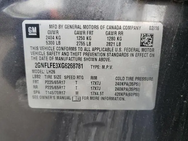 2016 CHEVROLET EQUINOX LT  