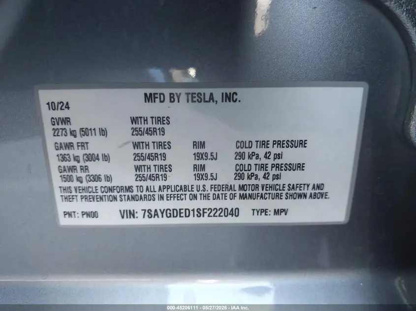 2025 TESLA MODEL Y LONG RANGE DUAL MOTOR REAR-WHEEL DRIVE