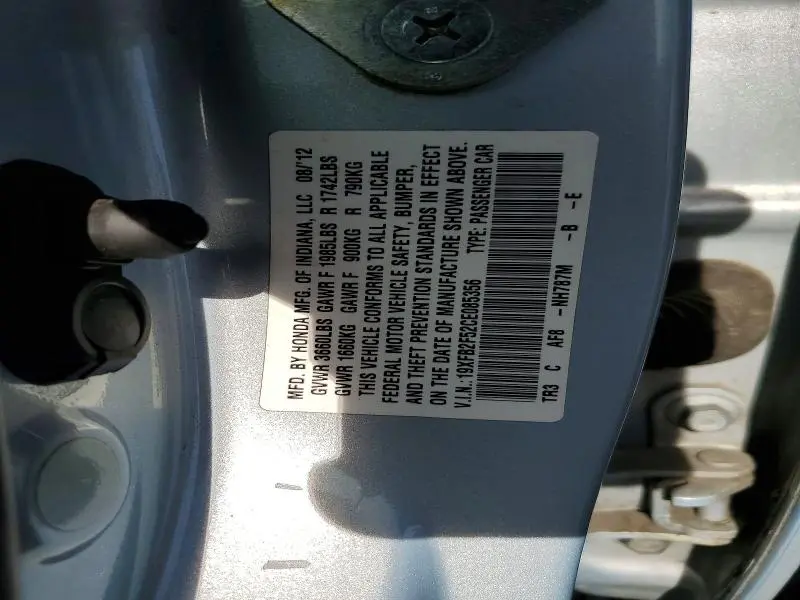 2012 HONDA CIVIC LX  