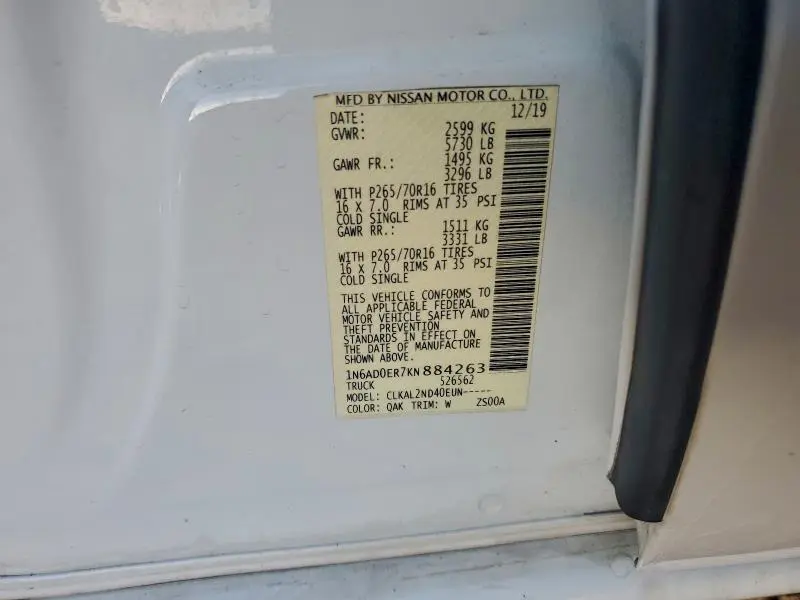 2019 NISSAN FRONTIER S  