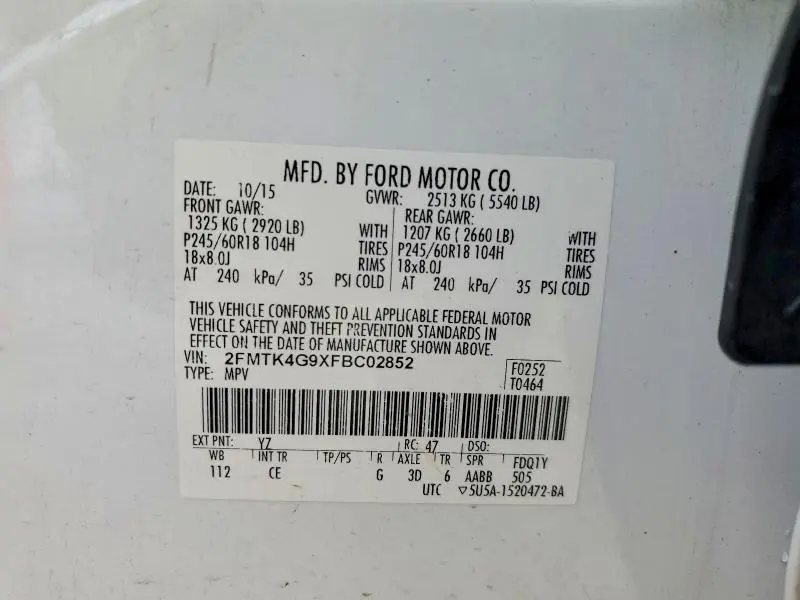 2015 FORD EDGE SE  