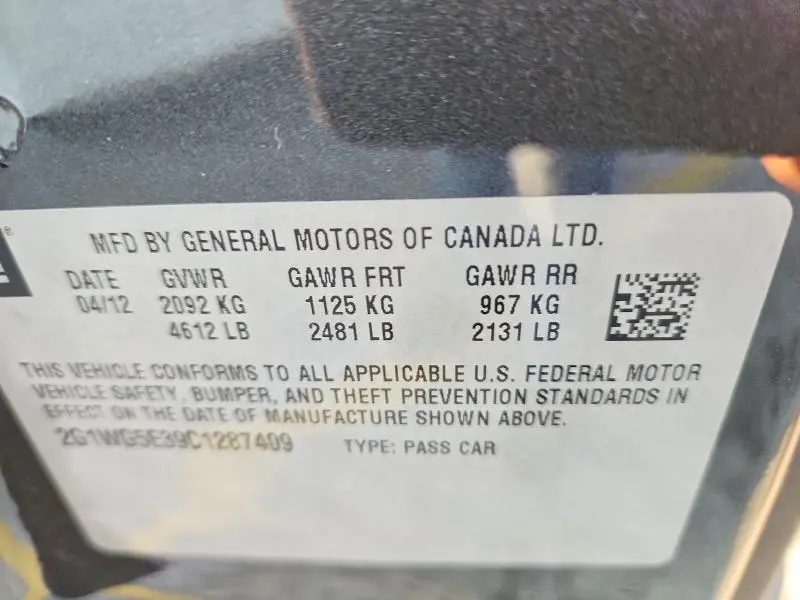 2012 CHEVROLET IMPALA LT  
