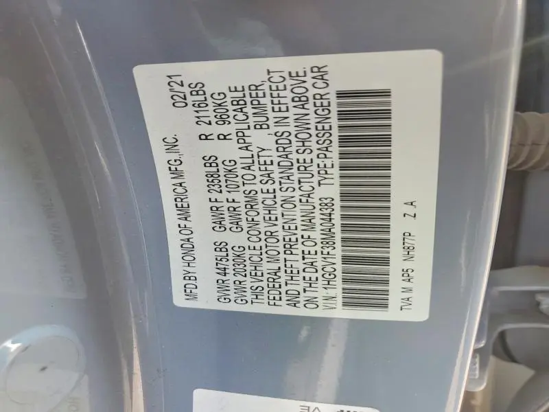2021 HONDA ACCORD SPORT  