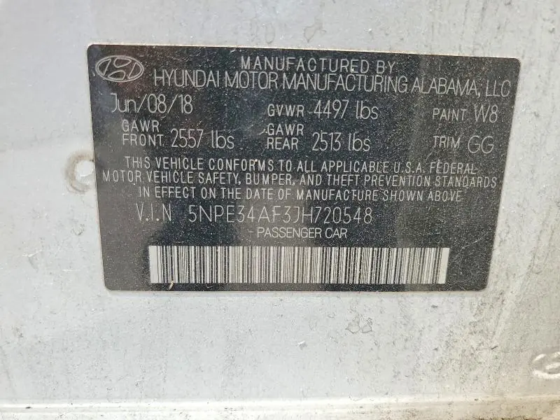 2018 HYUNDAI SONATA LIMITED  