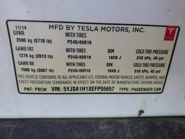 2014 TESLA MODEL S   
