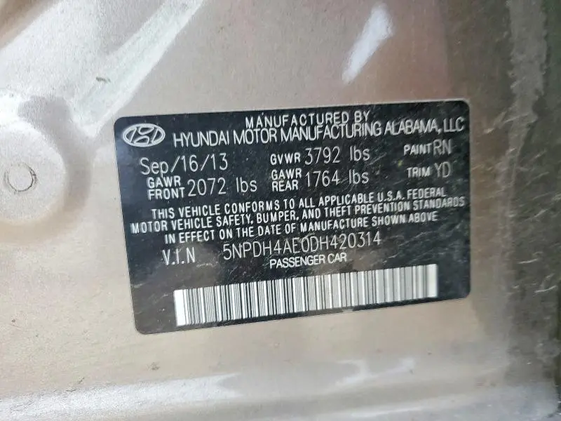 2013 HYUNDAI ELANTRA GLS  