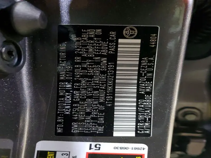 2019 TOYOTA CAMRY LE  