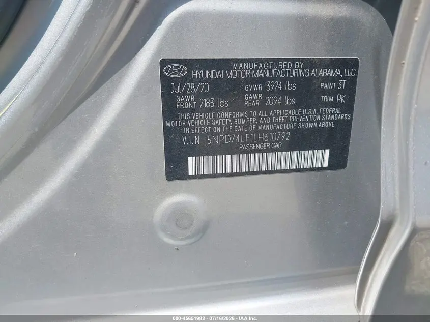 2020 HYUNDAI ELANTRA SE