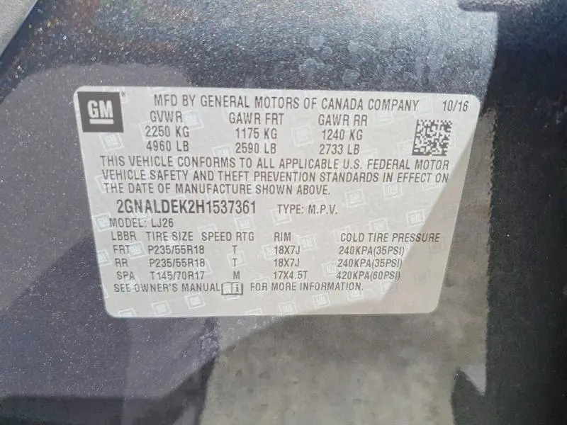 2017 CHEVROLET EQUINOX PREMIER  