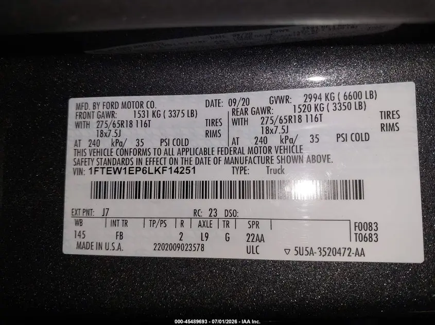 2020 FORD F-150 XLT