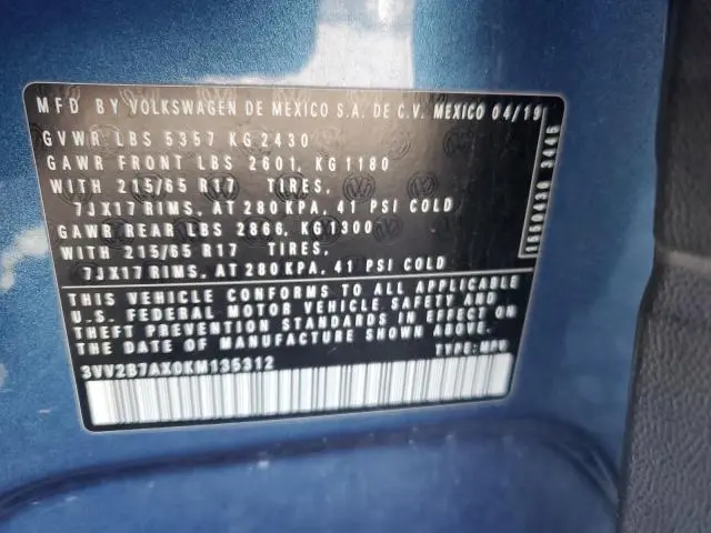 2019 VOLKSWAGEN TIGUAN SE  