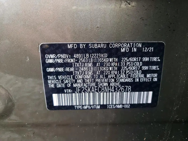 2022 SUBARU FORESTER PREMIUM  