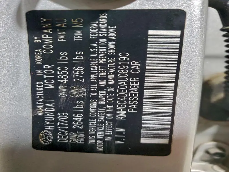 2010 HYUNDAI GENESIS 3.8L  