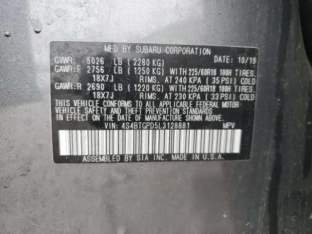 2020 SUBARU OUTBACK TOURING LDL  