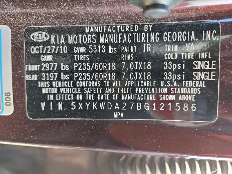 2011 KIA SORENTO SX  