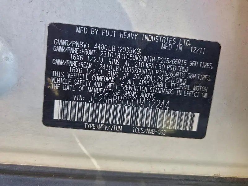 2012 SUBARU FORESTER 2.5X  