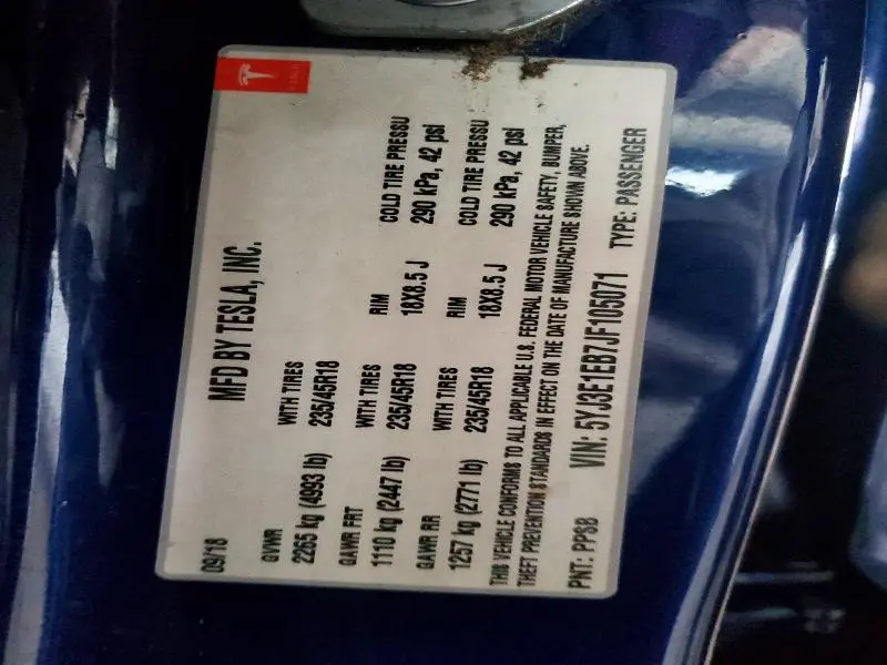 2018 TESLA MODEL 3   
