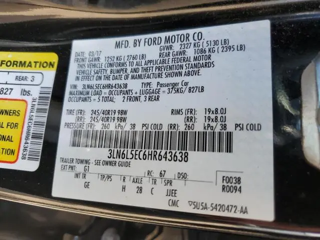 2017 LINCOLN MKZ RESERVE  