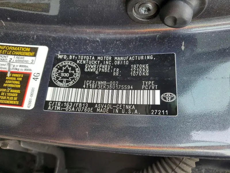 2011 TOYOTA CAMRY BASE  