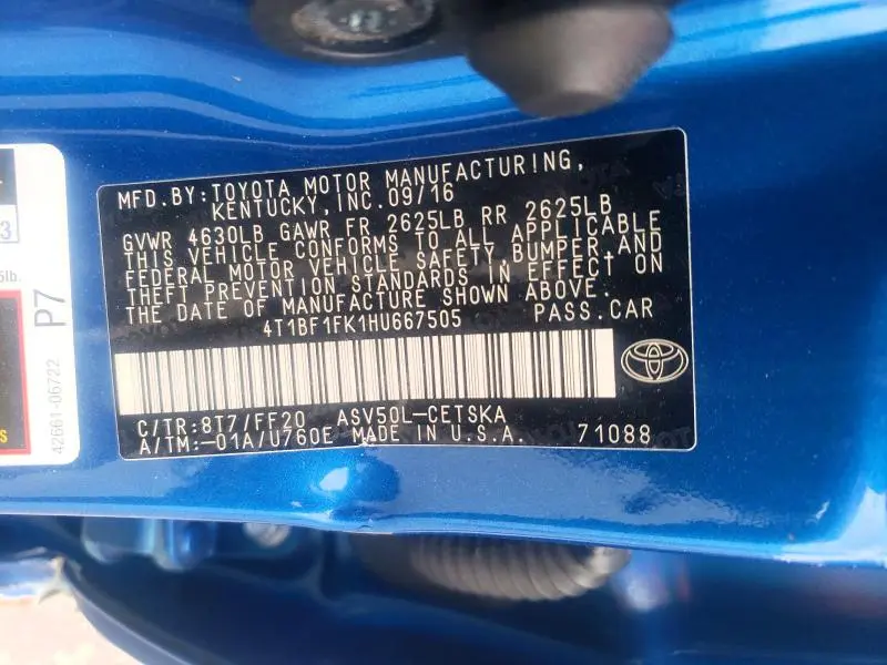 2017 TOYOTA CAMRY   