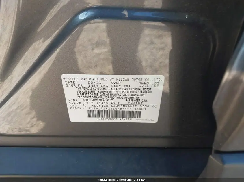 2021 NISSAN KICKS S XTRONIC CVT